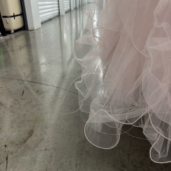 Blush Pink Ball Gown Quinceañera Prom Dress Rhinestone Corset Ruffle Tulle L/XL - Picture 7 of 14